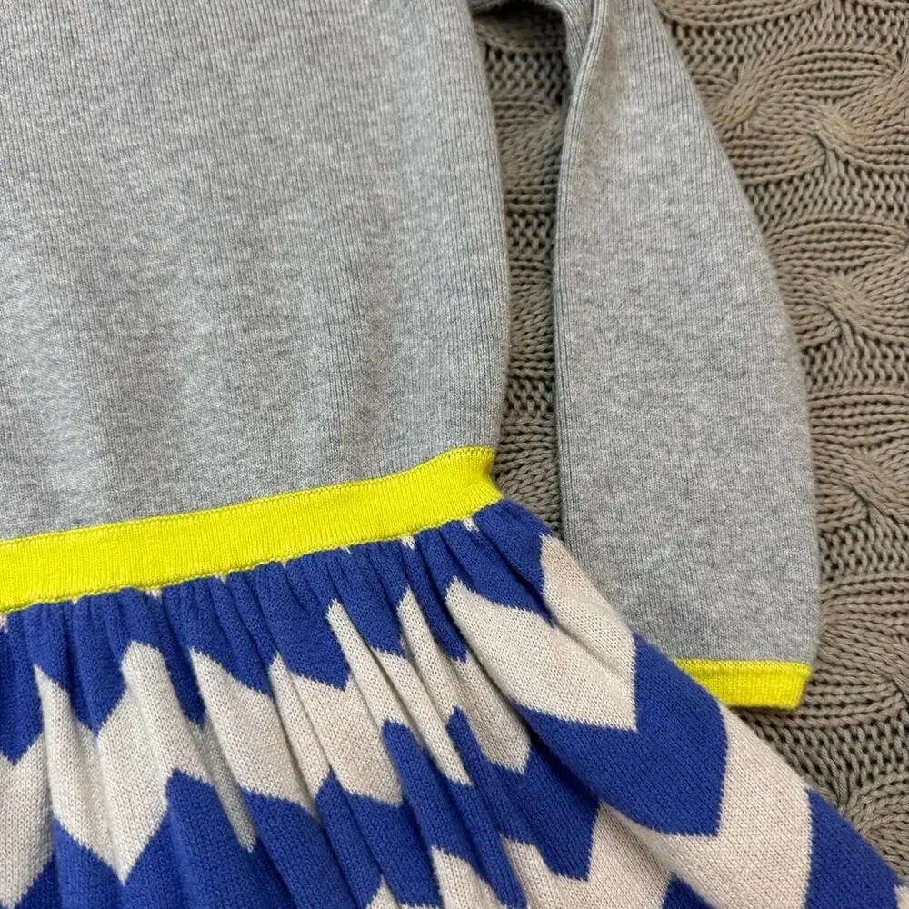 Mini Boden Stylish Gray and Blue Chevron Kids Dress ~ 2/3